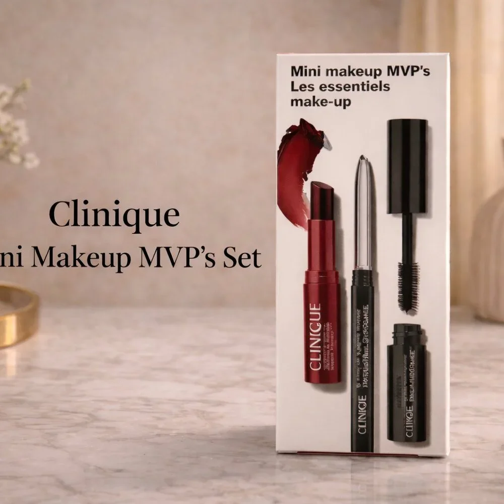 NWOT Clinique Mini Makeup MVP’s Set – Bold Red Lipstick & Black Mascara